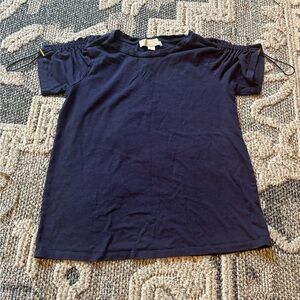 Michael Kors Navy Blue Tee Shirt W/ Shoulder Details Women’s Size Small